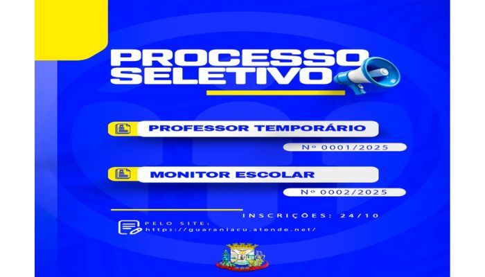 Guaraniaçu - PRORROGADO prazo de Inscrições para o Processo Seletivo para contratação de Professores Temporários e Monitores Escolares